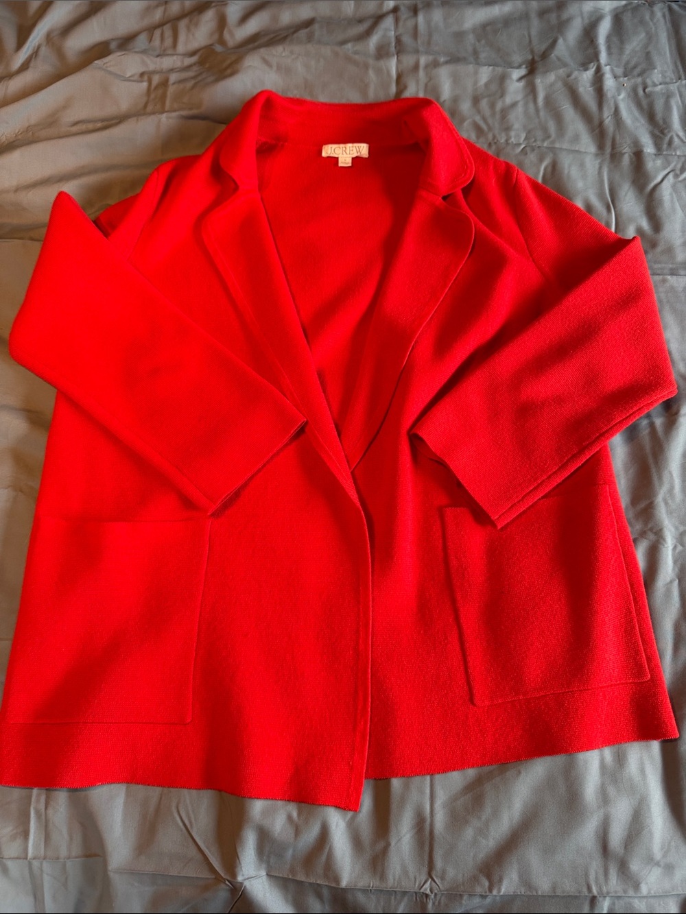 J. Crew Bright Red Open-Front Knit Cardigan
